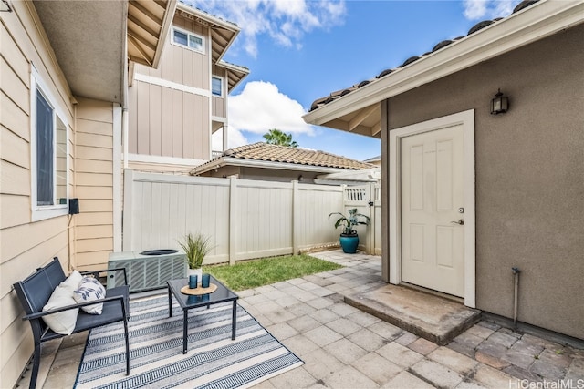 view of patio featuring central AC unit