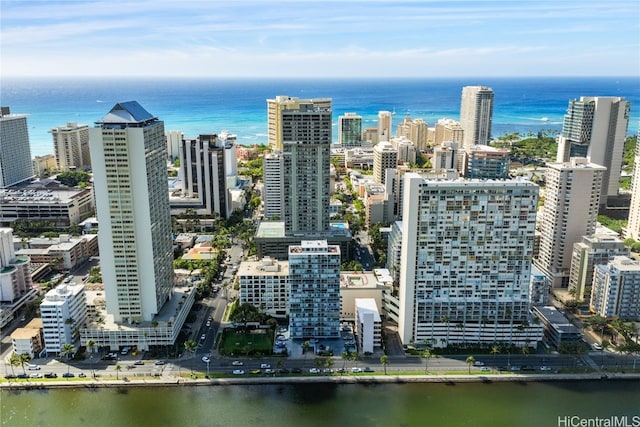 property's view of city with a water view