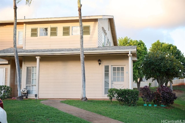 exterior space with a yard