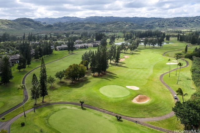 drone / aerial view featuring a mountain view