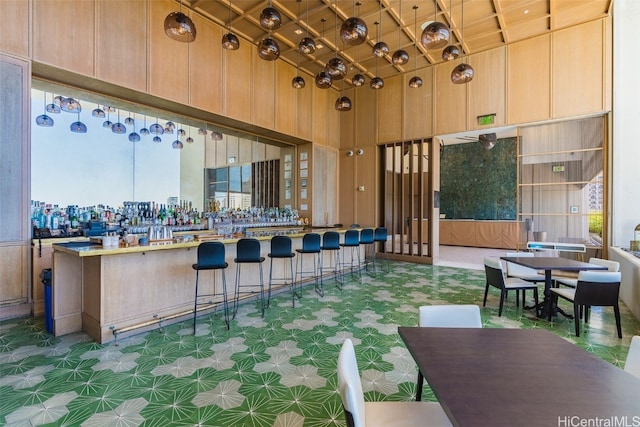 exterior space featuring bar area and plenty of natural light