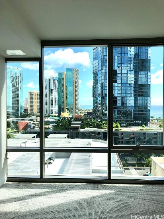 entryway with a wall of windows