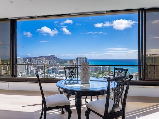 balcony with a water view