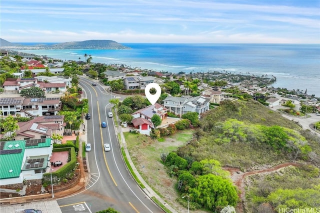 bird's eye view featuring a water view