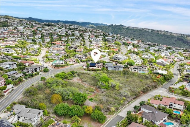 bird's eye view with a mountain view