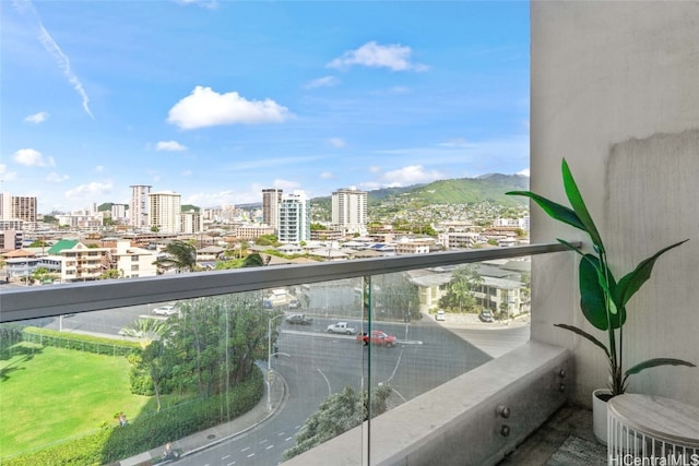 balcony with a mountain view