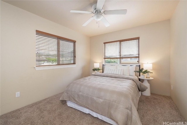 bedroom with carpet floors and ceiling fan