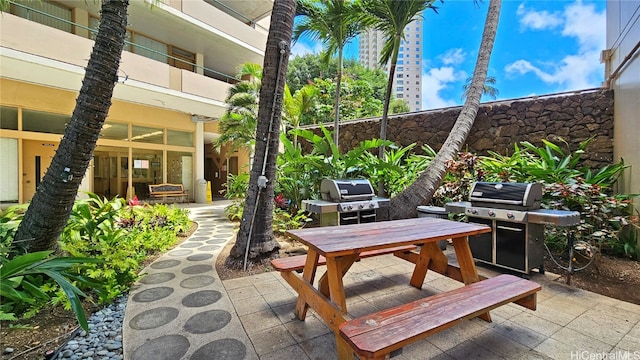 view of patio featuring area for grilling