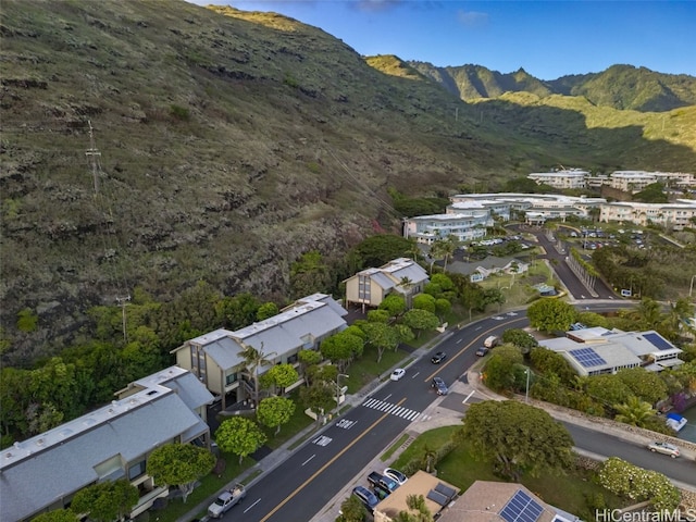 bird's eye view with a mountain view