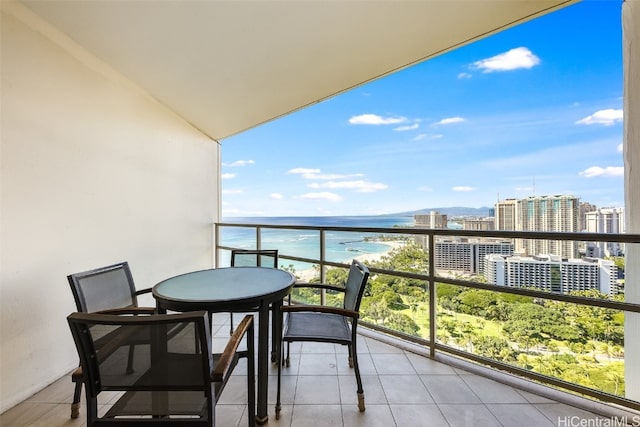 balcony with a water view