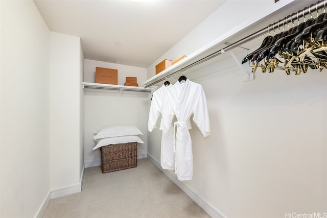 spacious closet with light carpet