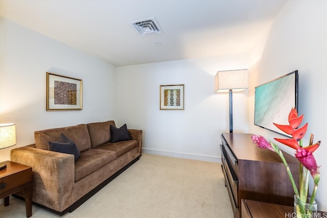 living room with light carpet