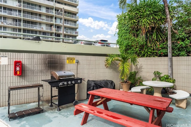 view of patio / terrace with a grill