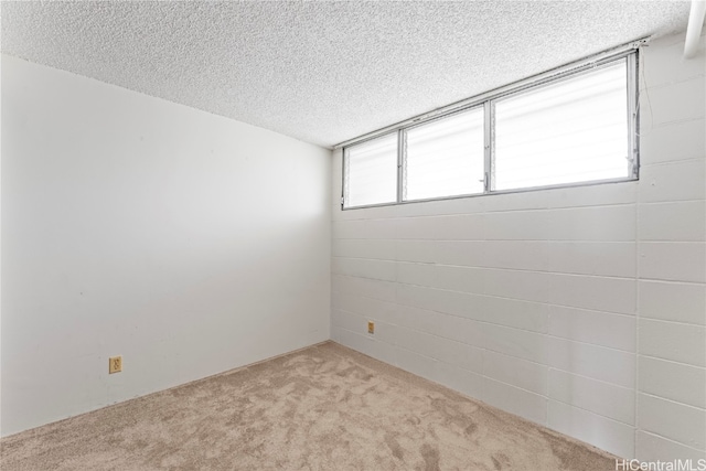 carpeted empty room with a textured ceiling