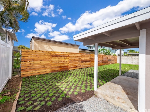 view of yard with a patio area