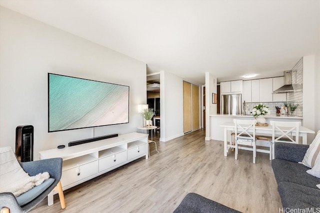 living room with light wood-type flooring