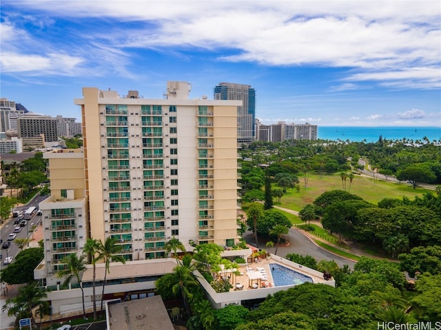 view of property with a water view