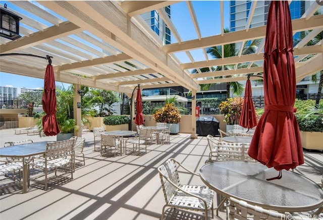 view of patio / terrace with grilling area and a pergola