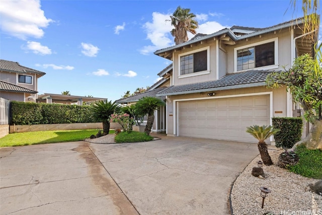 view of front property with a garage