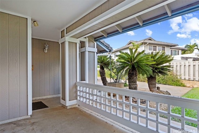 view of patio featuring a porch