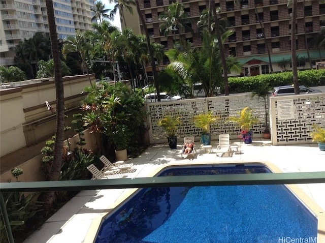 view of pool featuring a patio area