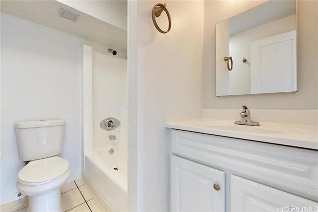 full bathroom with tile patterned floors, vanity, toilet, and shower / bath combination