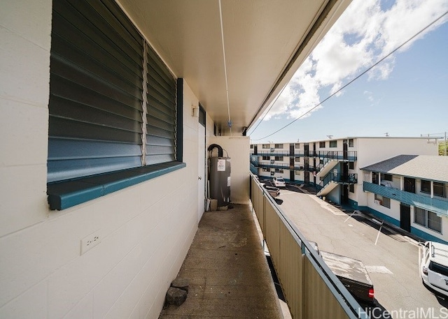 balcony with water heater