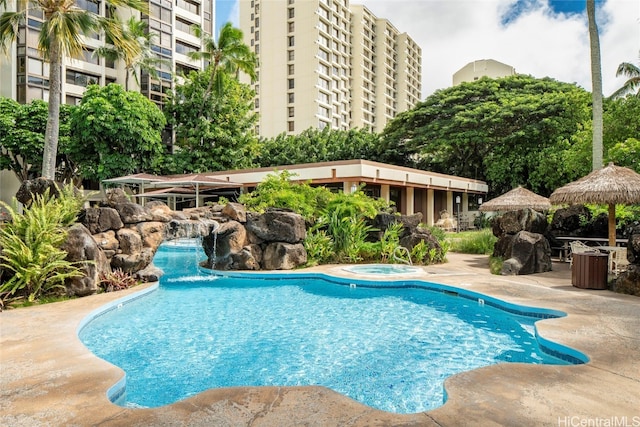 view of pool with a gazebo