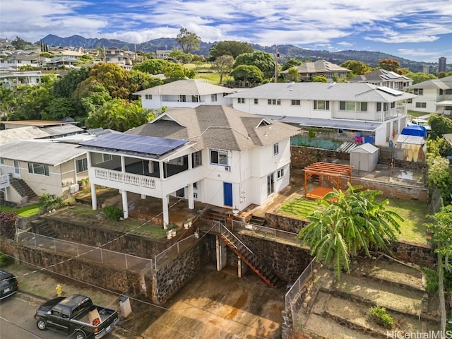 bird's eye view with a mountain view