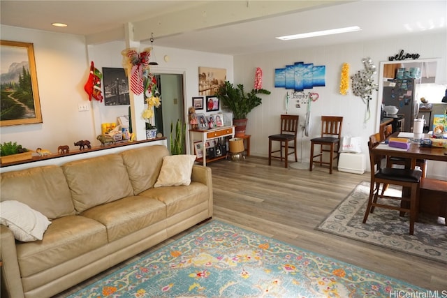 living room with hardwood / wood-style floors