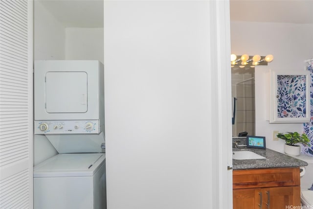 1848 Kahakai Dr Unit 1904, Honolulu, HI 96814 - washroom with stacked washer / dryer