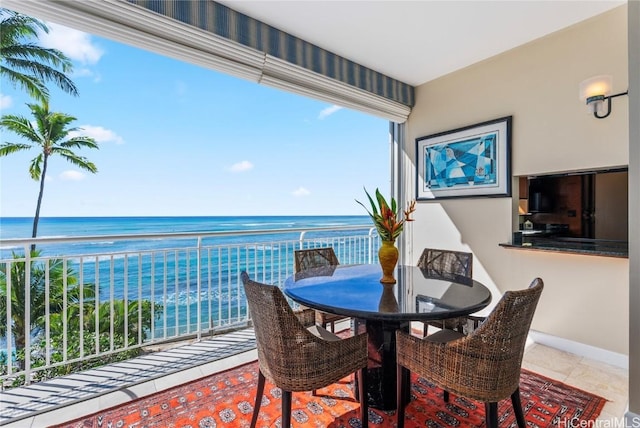 balcony with a water view