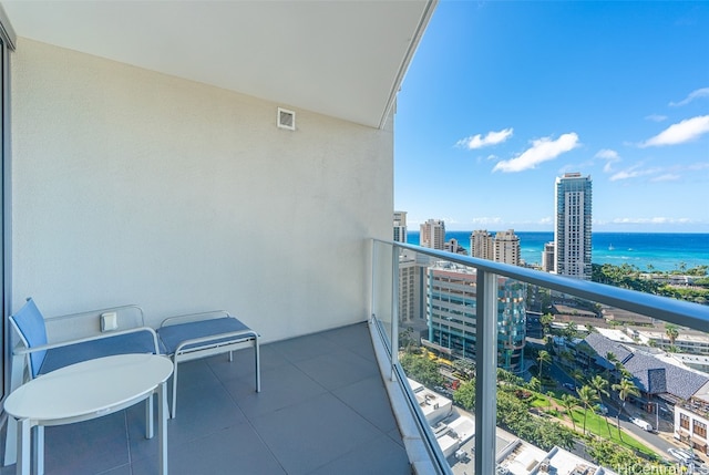 balcony with a water view