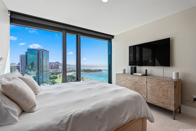 1108 Auahi St Unit 3000, Honolulu, HI 96814 - bedroom featuring light carpet and floor to ceiling windows