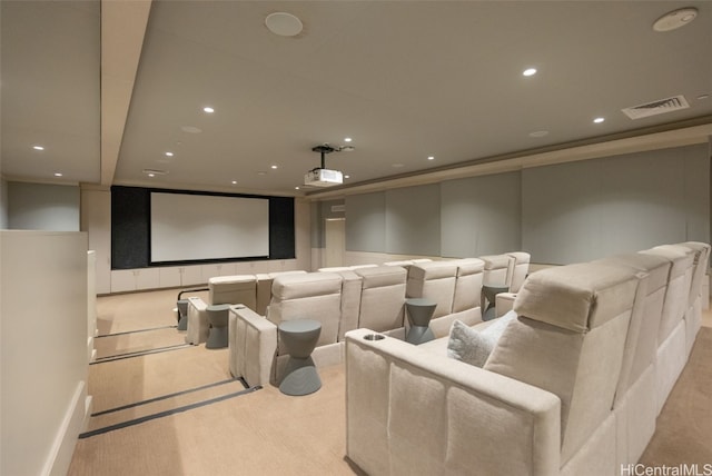 view of carpeted home theater room