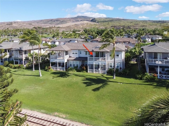 bird's eye view with a mountain view and a residential view