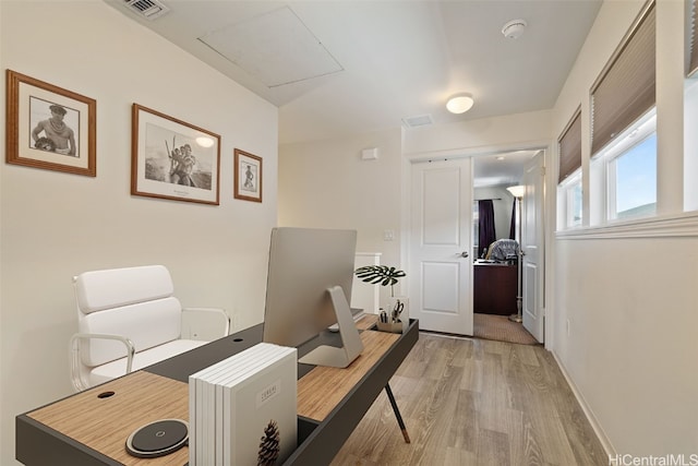 office featuring light wood-type flooring