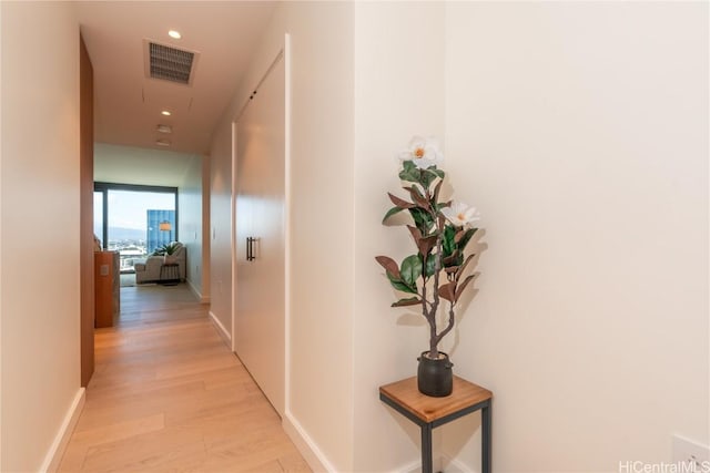 hall featuring light hardwood / wood-style floors