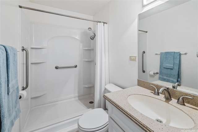5122 Likini St Unit 302, Honolulu, HI 96818 - bathroom with vanity, toilet, and a shower with curtain