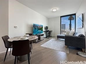 living room with hardwood / wood-style floors