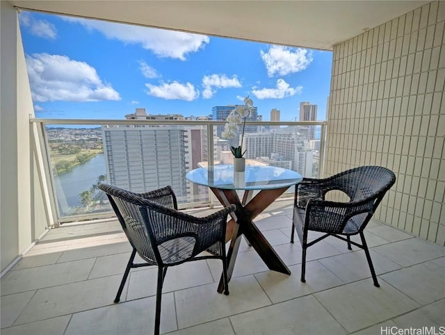 balcony with a water view