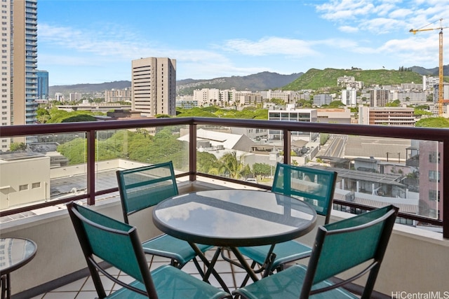 balcony with a mountain view