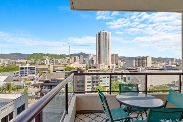 balcony with a mountain view