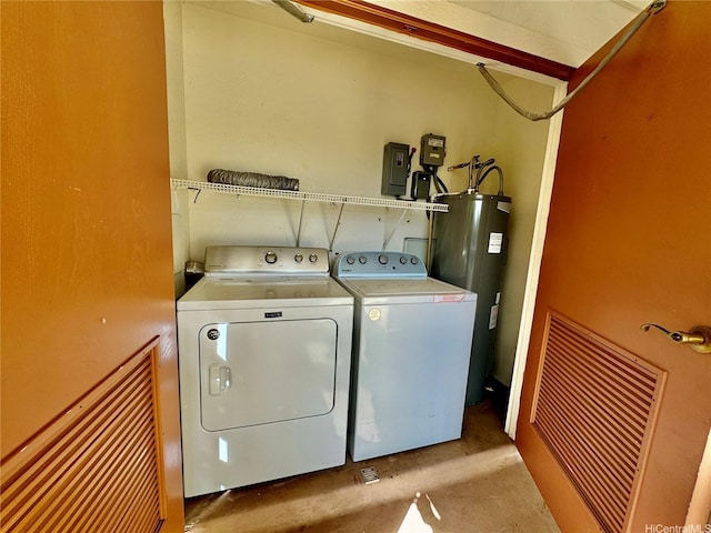 91-1101 Namahoe St Unit 3G, Kapolei, HI 96707 - laundry room with electric water heater, separate washer and dryer, and light carpet