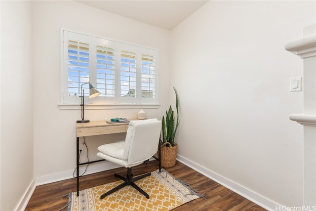 office space featuring hardwood / wood-style flooring