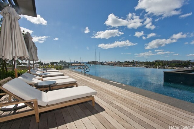 view of dock featuring a water view