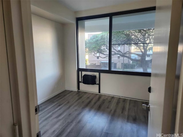 unfurnished room featuring dark wood-type flooring