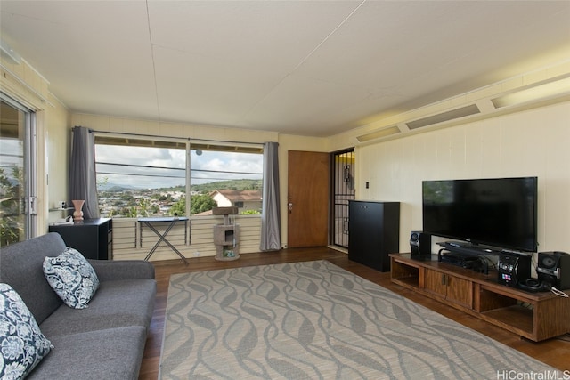 living room with wood-type flooring