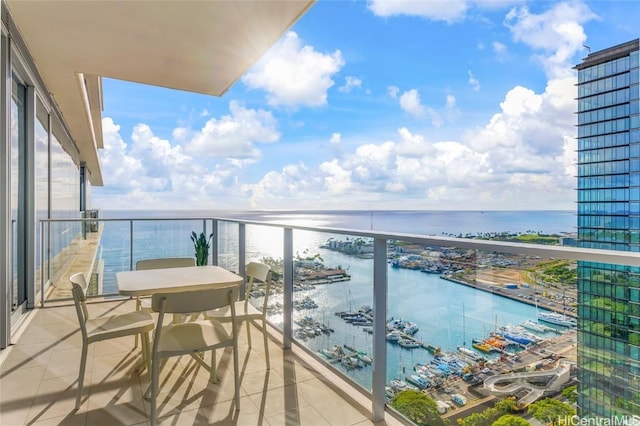 balcony with a water view