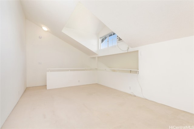 additional living space featuring carpet and vaulted ceiling